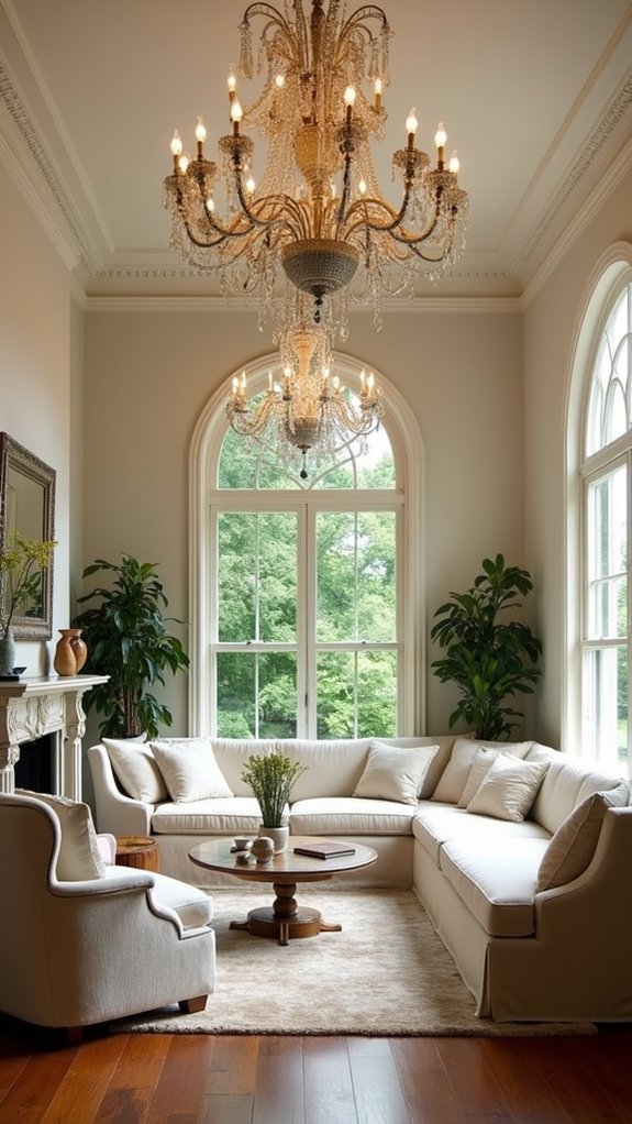bold design with chandeliers