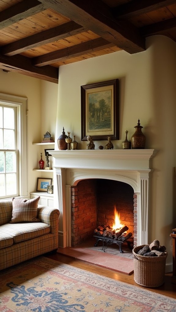 cozy gathering around fireplace