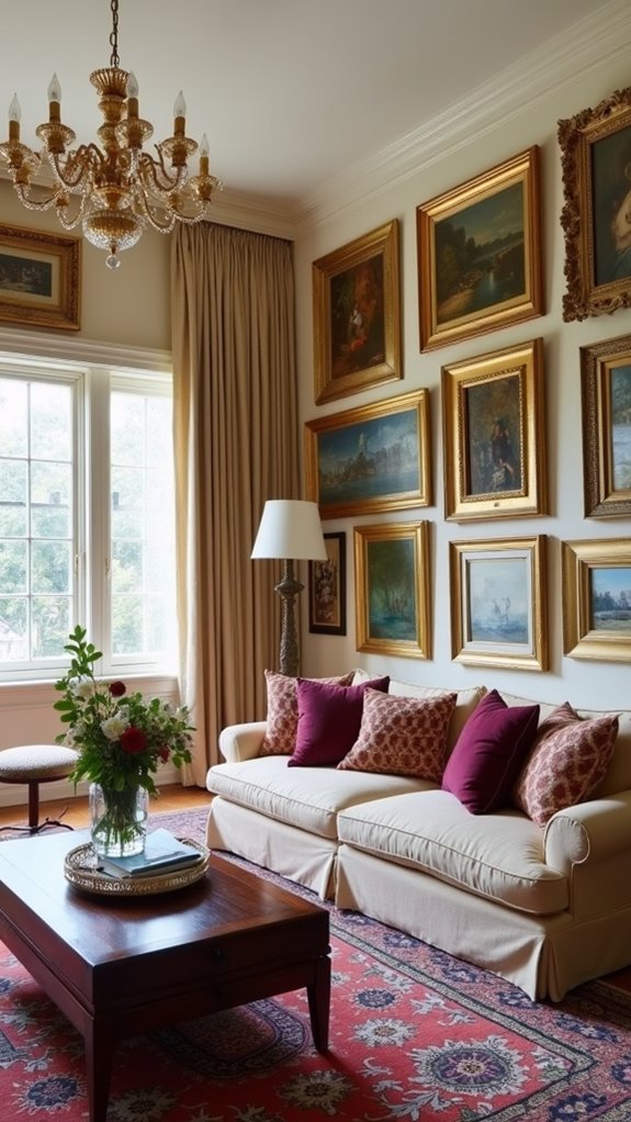 eclectic framed art display