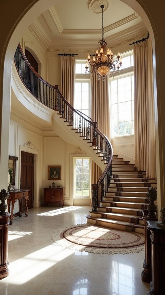 elegant grand curved staircase