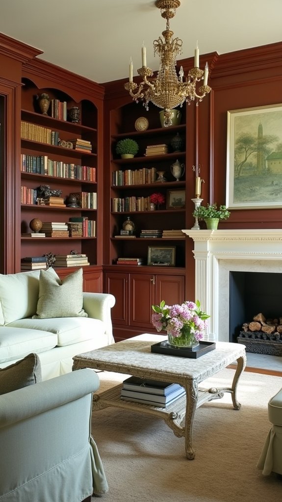 functional colonial built in shelves