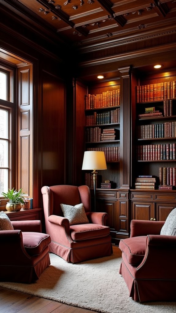 plush armchair dark wood