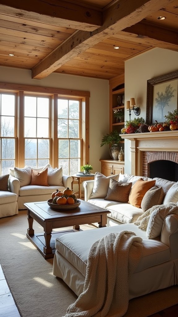 rustic beams enhance farmhouse charm