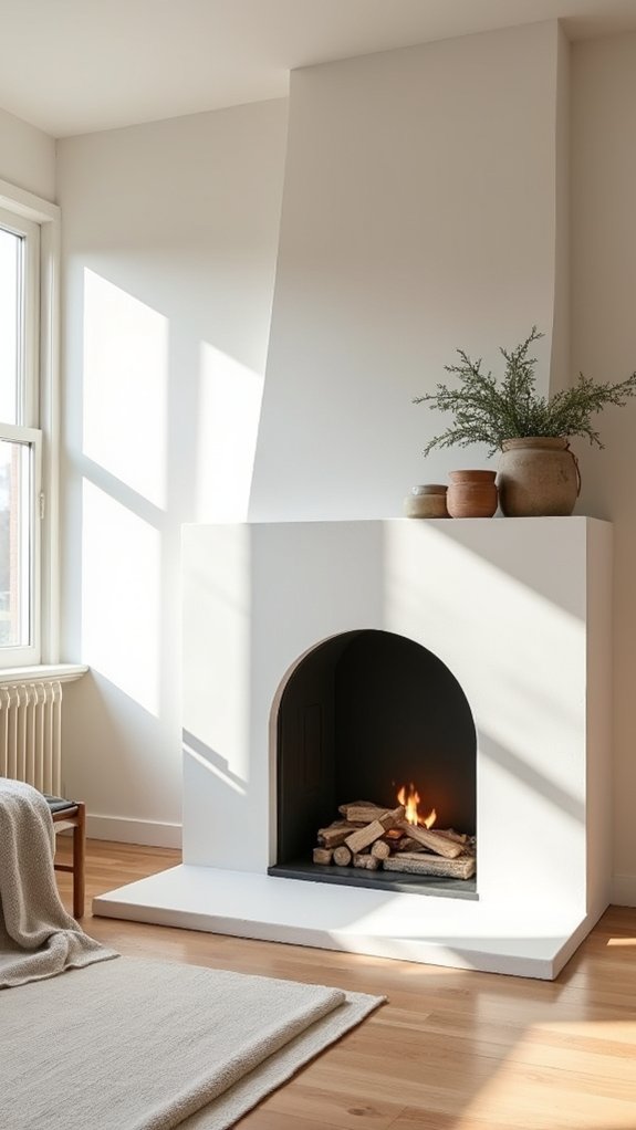 serene minimalist fireplace decor