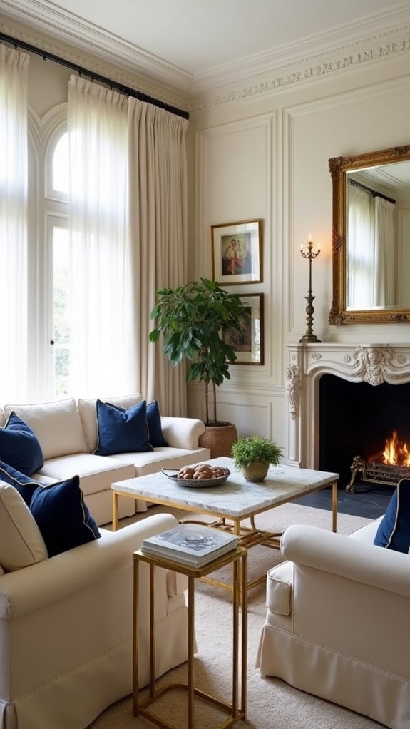 symmetrical colonial living room