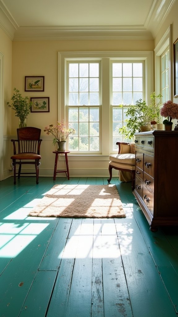 vibrant painted floorboards transformation