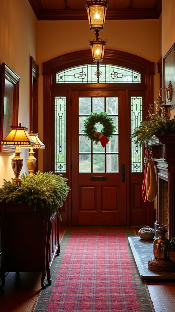 warm festive entryway decor