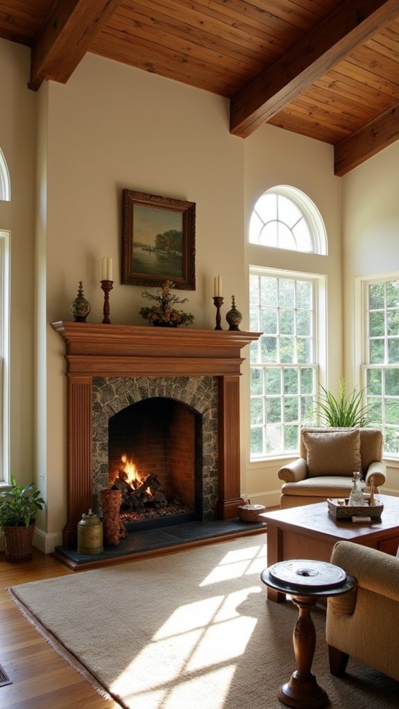 welcoming open concept fireplace