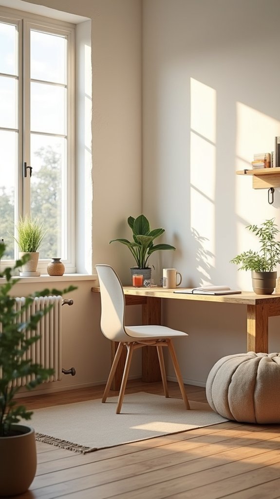 bright airy minimalist workspace