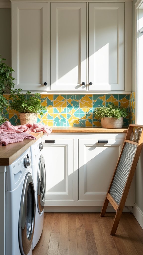 colorful bold backsplash transformation