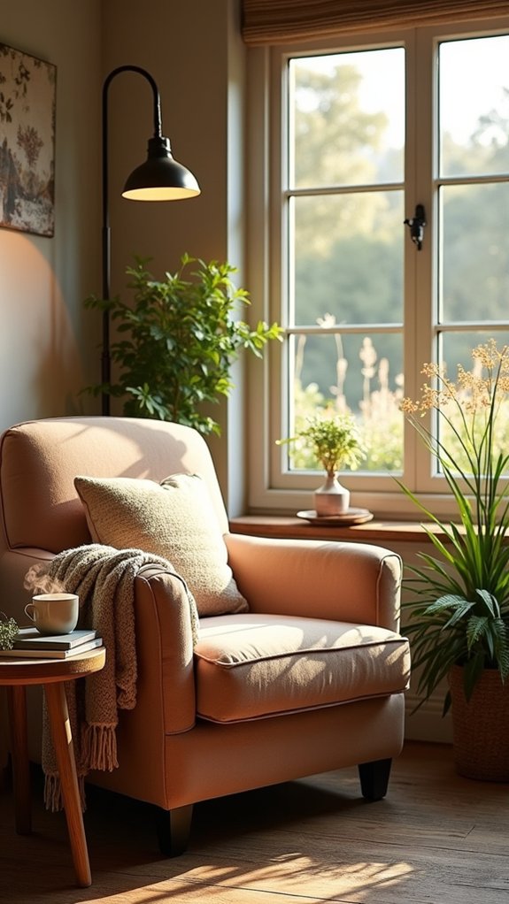 cozy chair and bookshelf