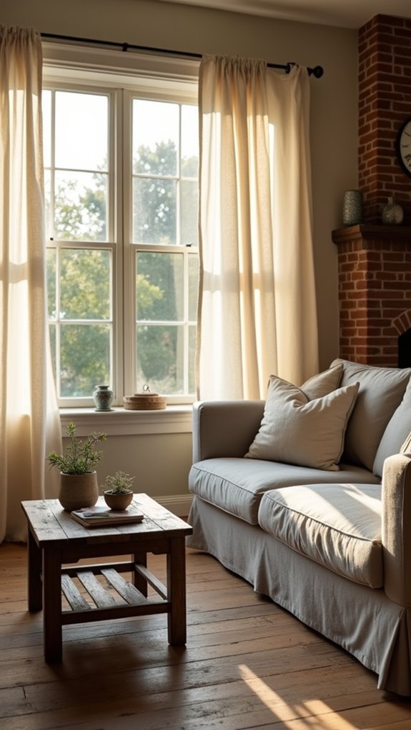 cozy farmhouse linen curtains