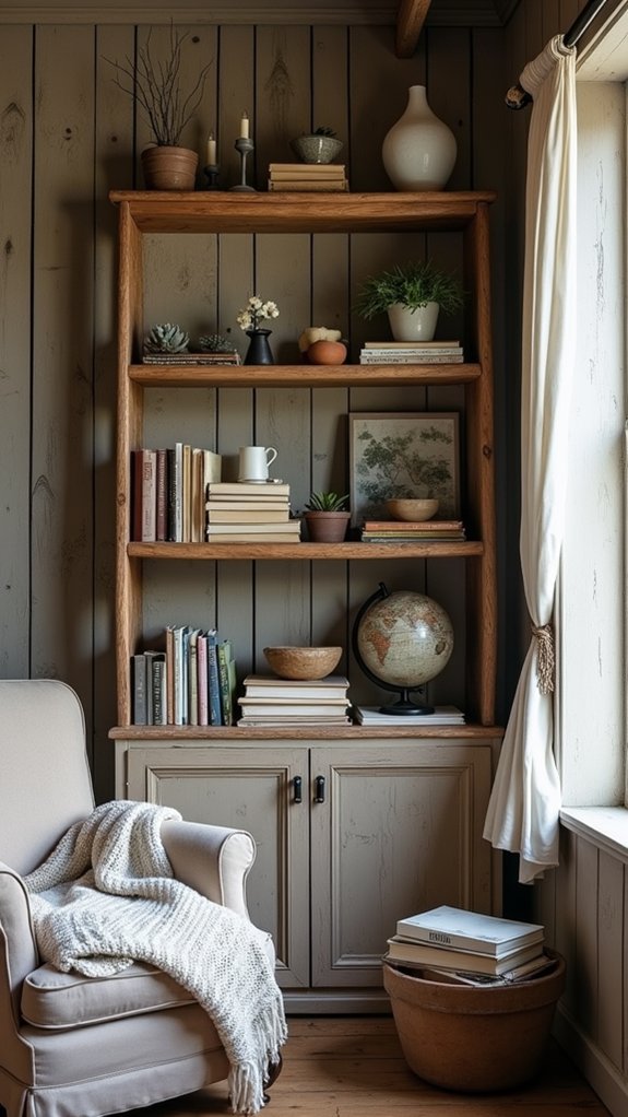 cozy rustic bookshelf charm