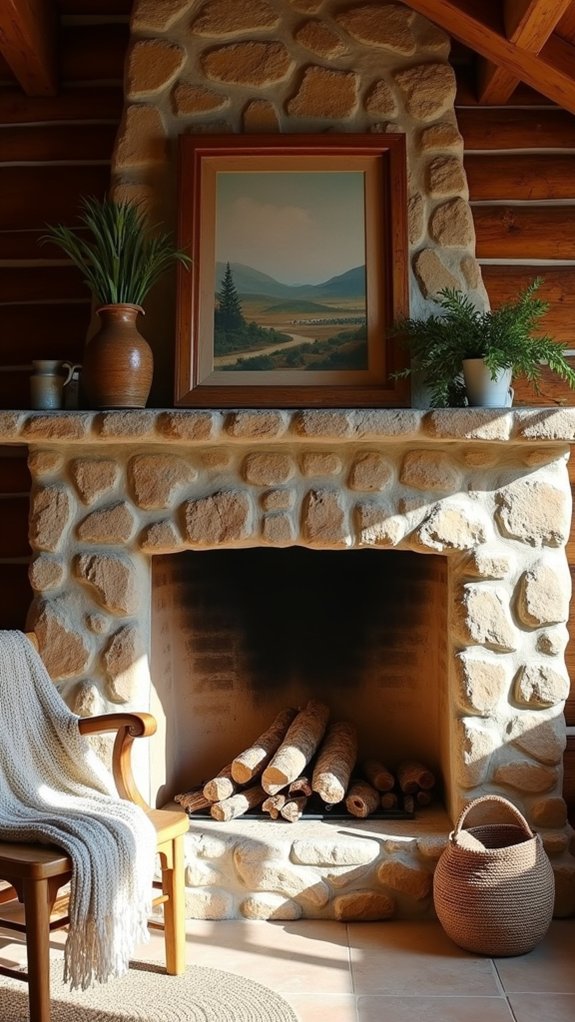 cozy rustic fireplace retreat