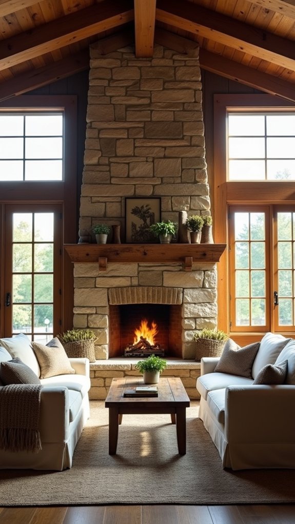 cozy rustic hearth seating