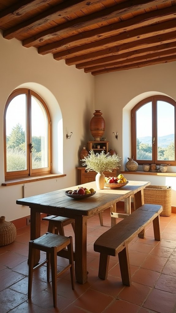 exposed beams enhance dining