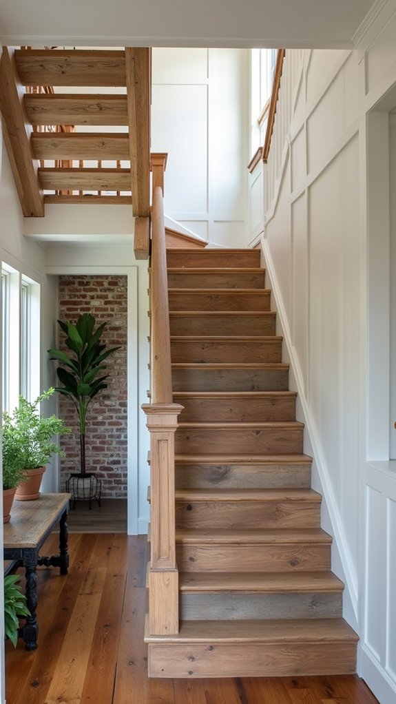 farmhouse railings enhance staircases