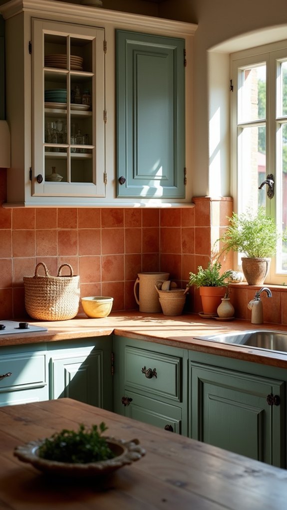 hand painted terracotta backsplash charm