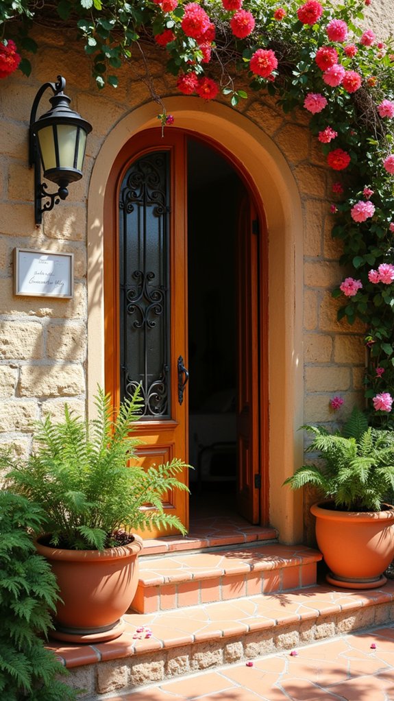 lush plants enhance entryway