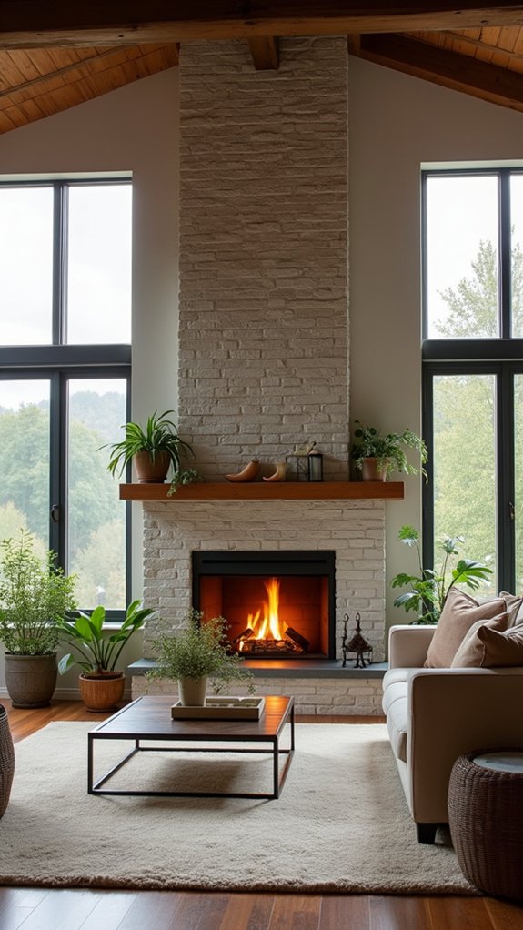 modern fireplace cozy atmosphere