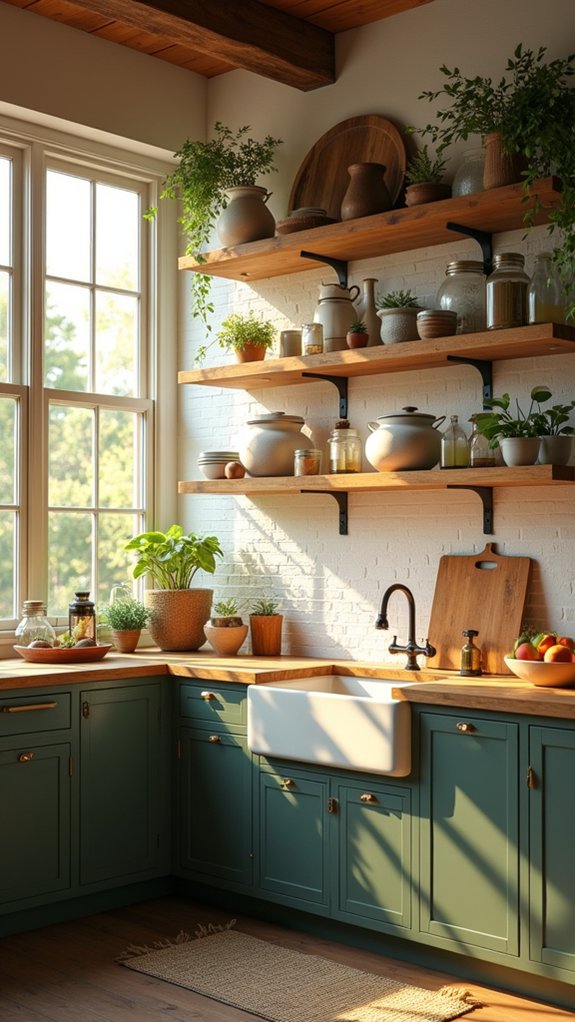 open shelving enhances kitchens