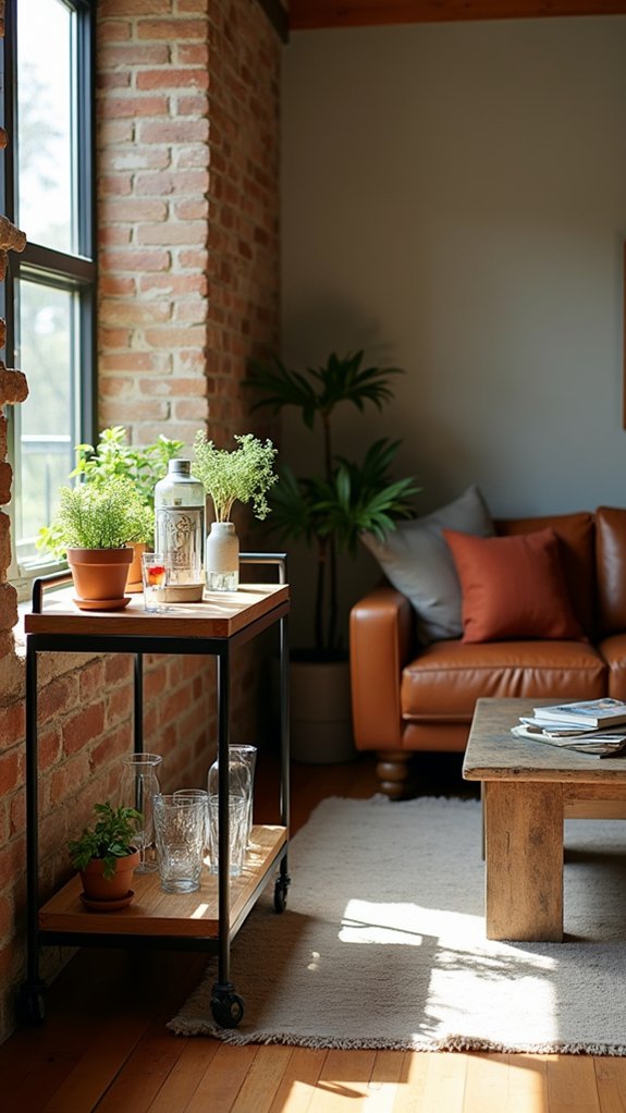 rustic farmhouse bar cart