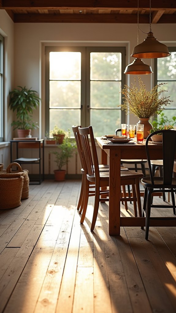 rustic flooring for dining