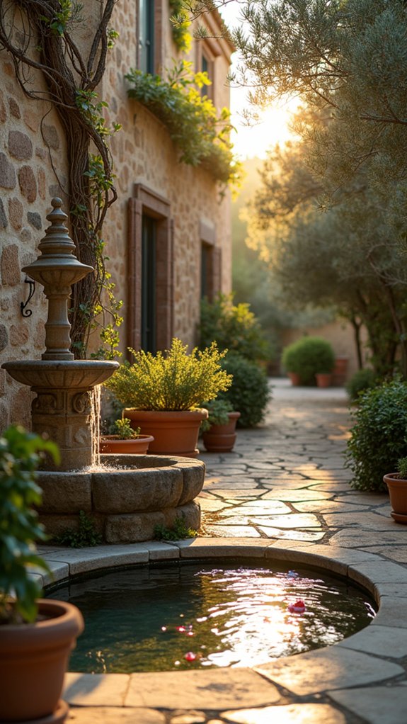 serene water fountain oasis