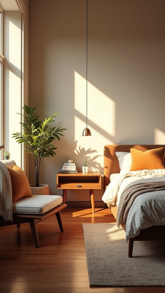 sleek furniture warm accents