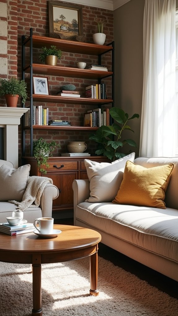 sophisticated open shelving arrangement