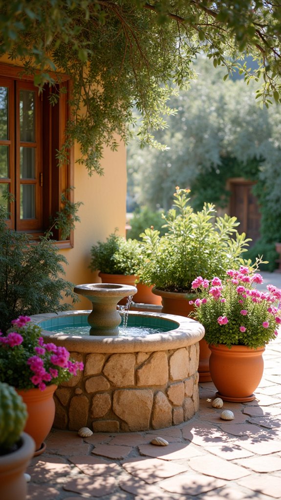 tranquil patio water features