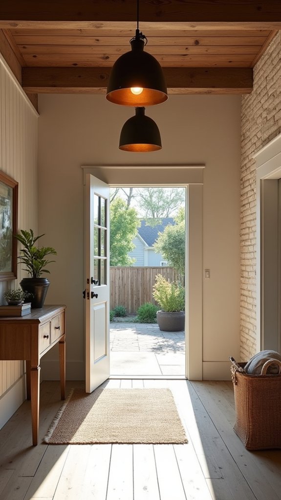 unique lighting enhances entryway