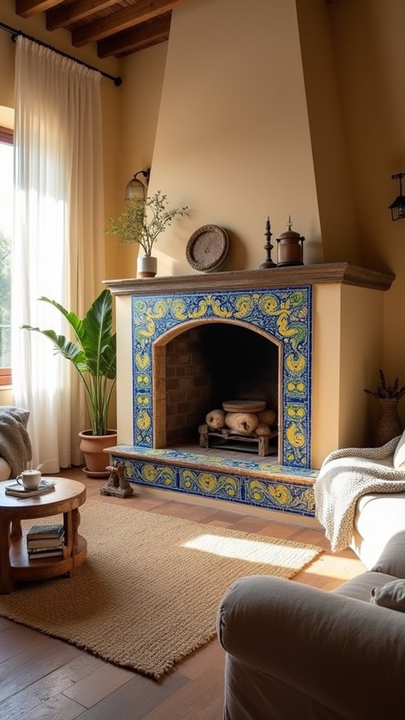 vibrant cultural fireplace decor