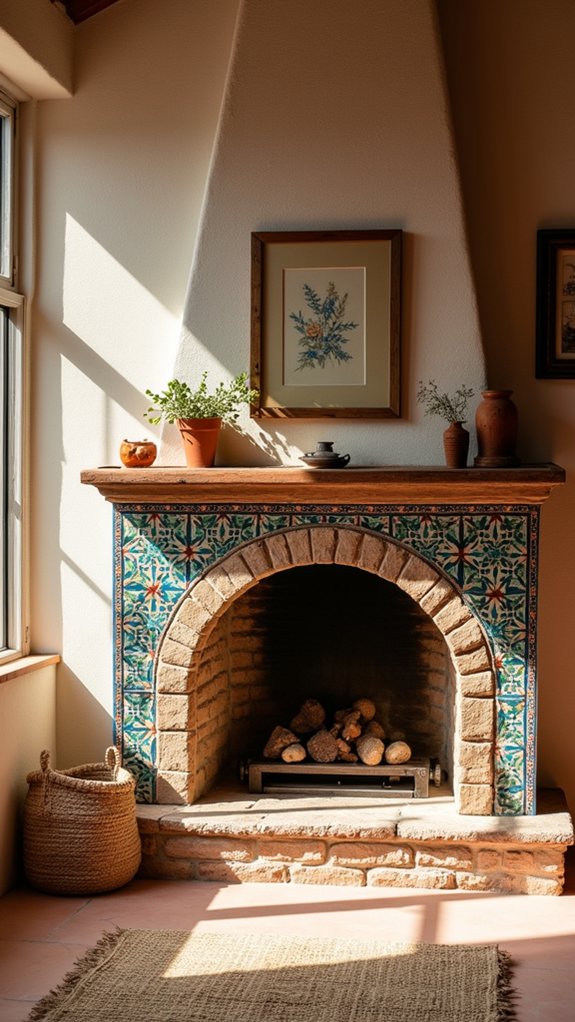vibrant mosaic fireplace artistry