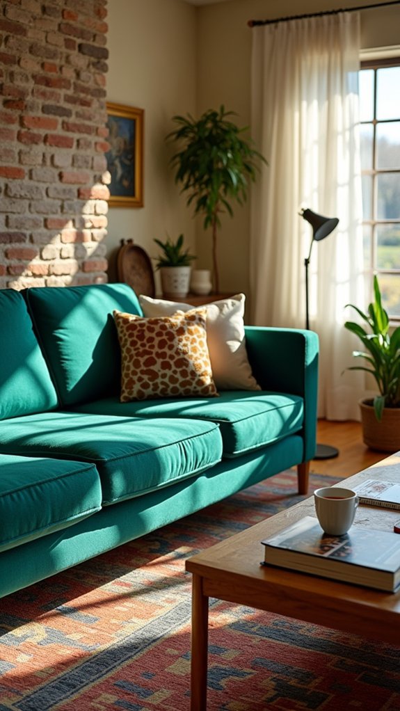 vibrant sofa transforms spaces