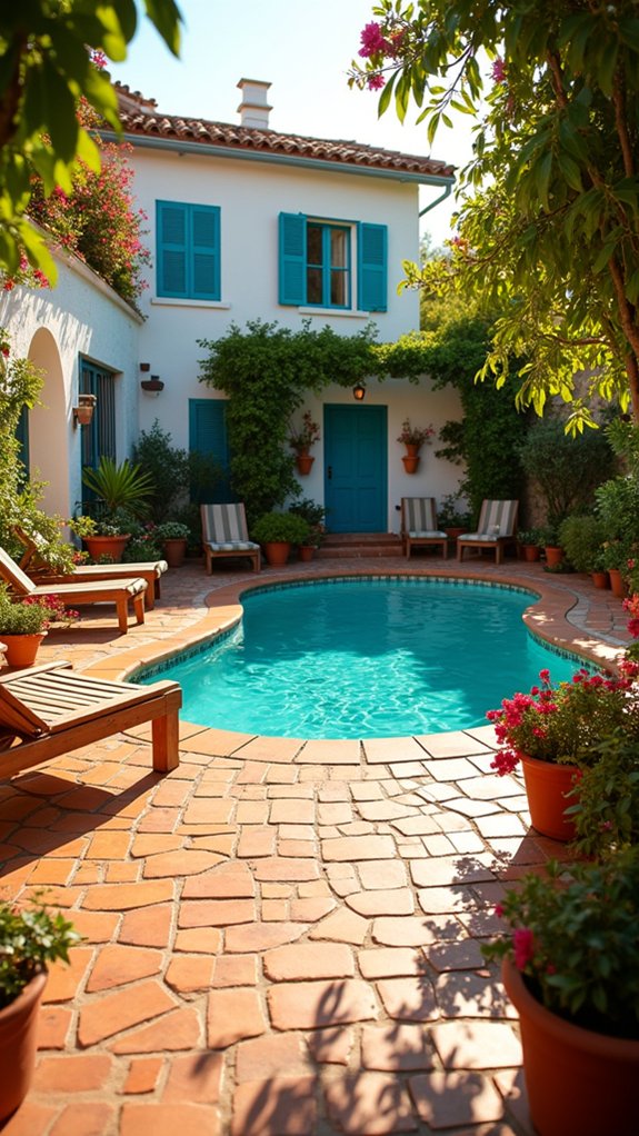 vibrant terracotta pool deck