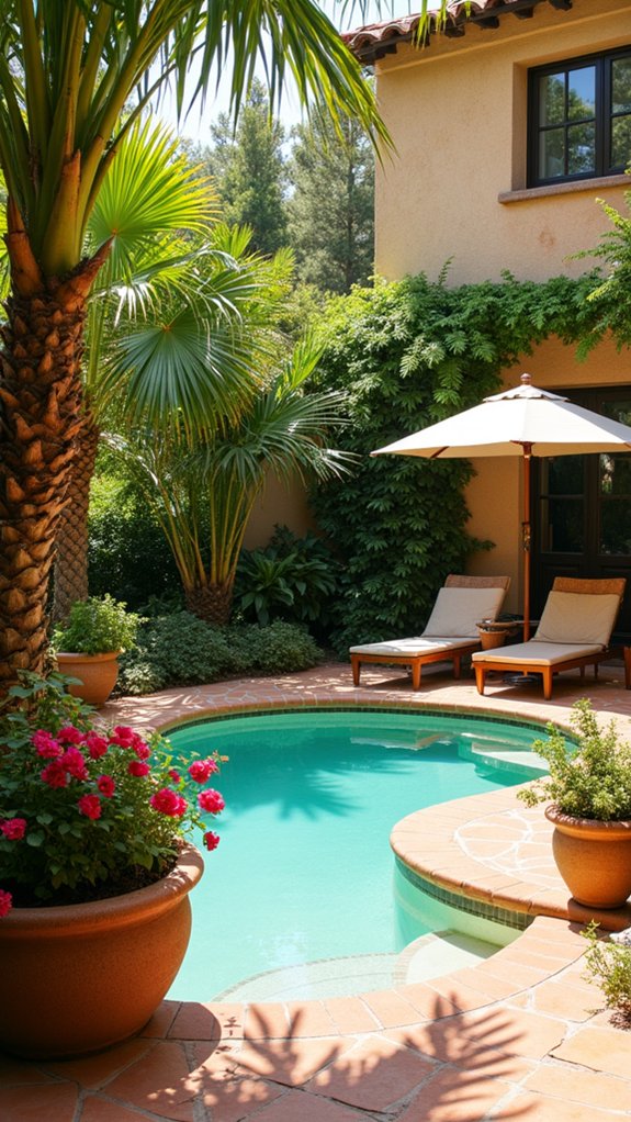 vibrant tropical pool oasis