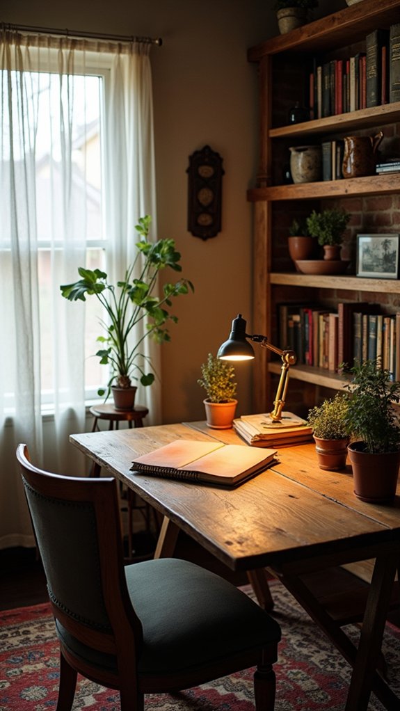 vintage charm enhances workspace