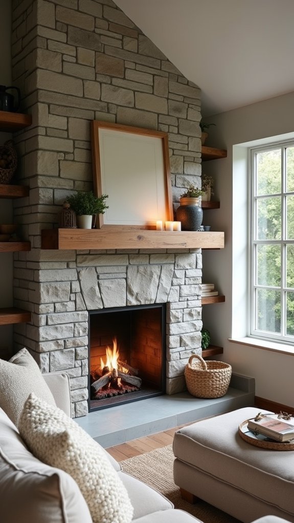 warm gray fireplace charm