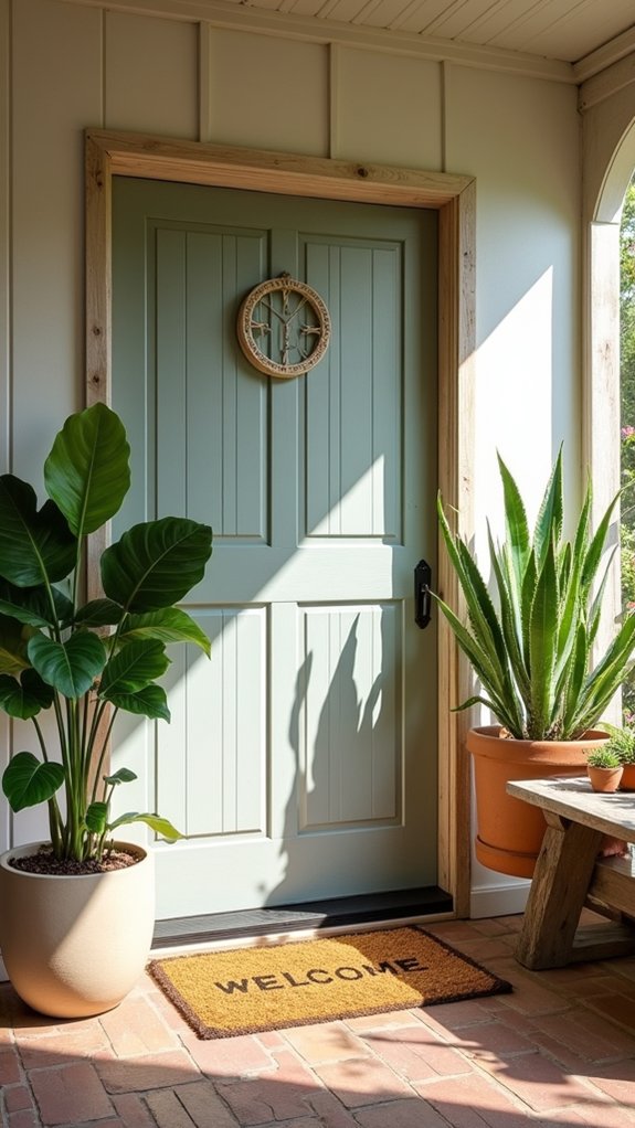 welcoming entryway with plants