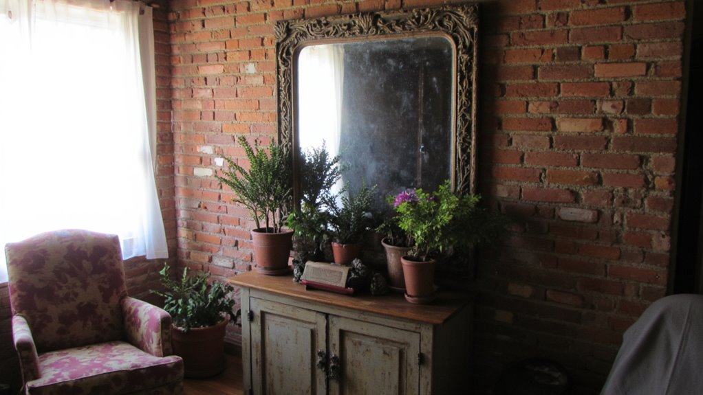 antique mirrors enhance rustic charm