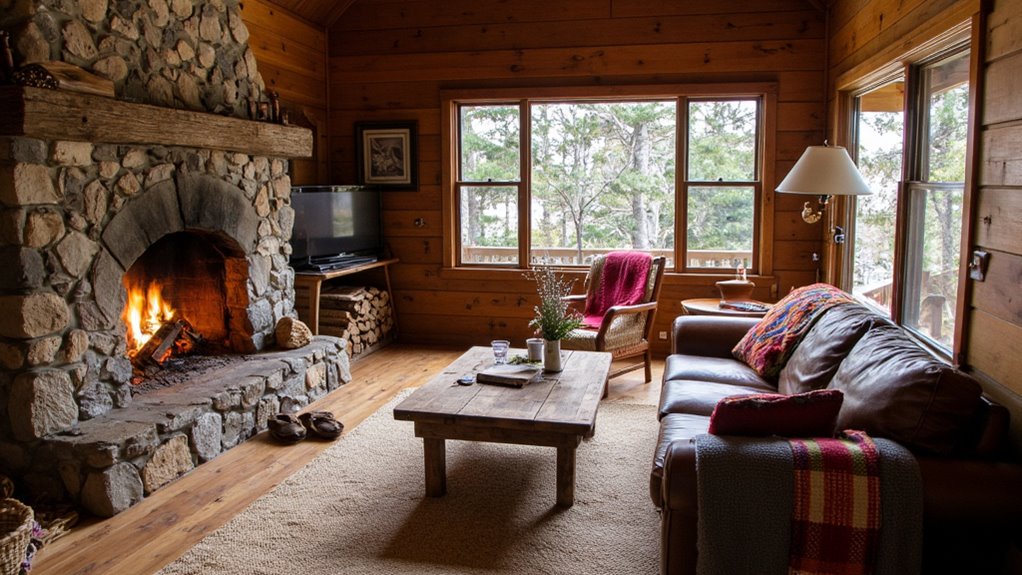 cozy fireplace centered living room