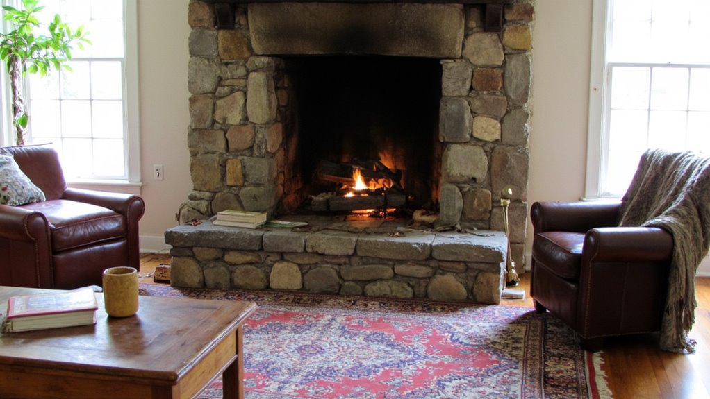 cozy fireplace conversation area