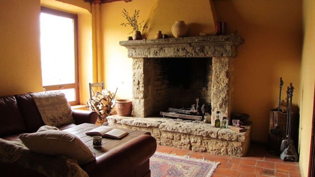 cozy fireplace conversation centerpiece