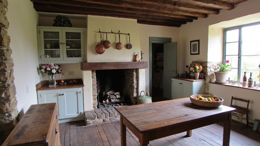 cozy hearth enhances kitchen warmth