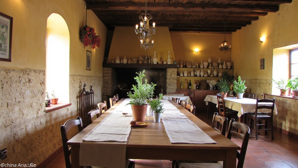 cozy long table dining