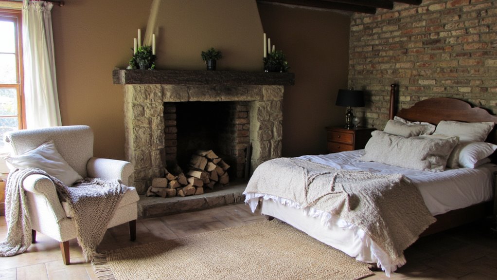cozy rustic fireplace ambiance