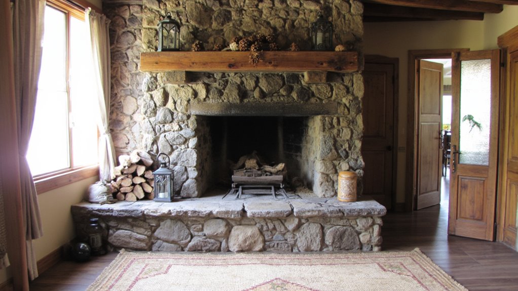 cozy rustic fireplace design