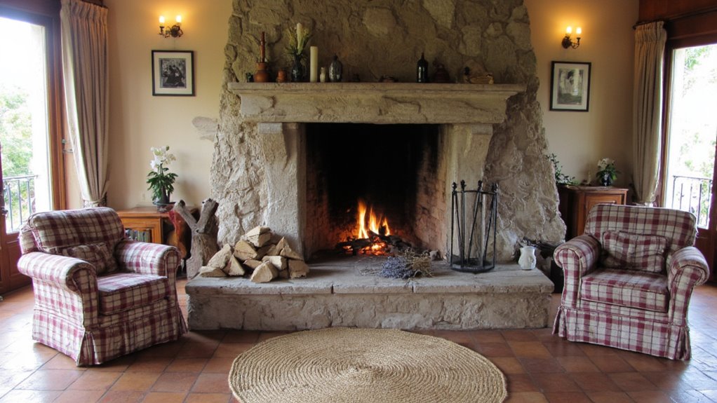 cozy rustic fireplace design