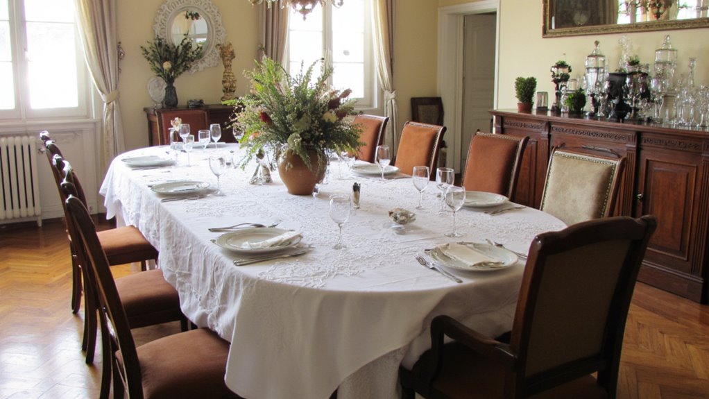 elegant linens enhance dining